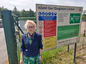 Councillor Sarah Sharp at Singleton oil site